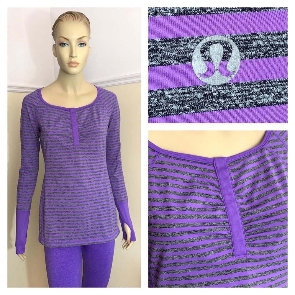 Lululemon Run Sport Henley long sleeve purple/gray 8